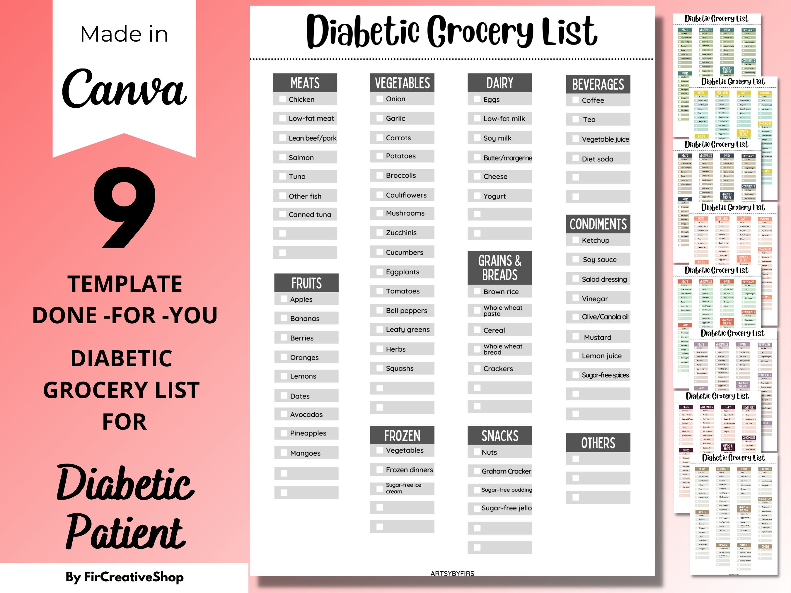 9 printable diabetic grocery food list weekly planner etsy new zealand