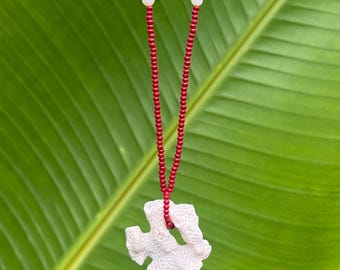 Coral and Glass Seed Beads necklace