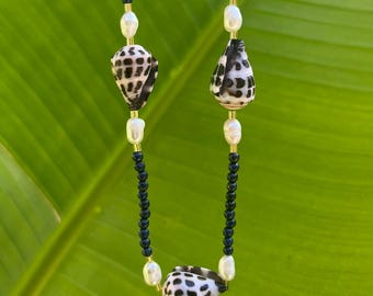 Cone Shell + Lapis Lazuli necklace