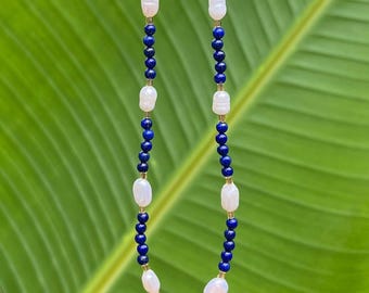 Lapis Lazuli and Freshwater Pearl necklace
