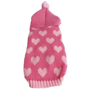 Dog Jumper with Hood Cute Love Knit Warm Pet Winter Outfits Dog Sweater Clothes image 7