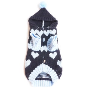 Dog Jumper with Hood Cute Love Knit Warm Pet Winter Outfits Dog Sweater Clothes image 6