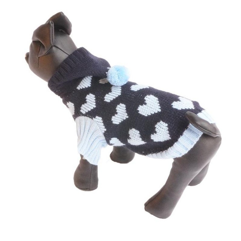 Dog Jumper with Hood Cute Love Knit Warm Pet Winter Outfits Dog Sweater Clothes image 2