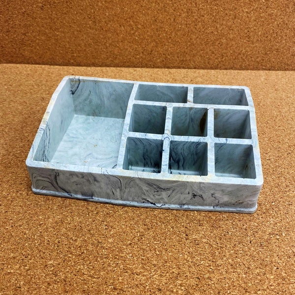 storage locker for beauty and makeup products, customizable marbled green in eco-resin, lipstick holder for women's gifts