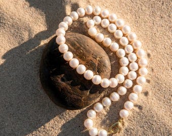 9.5mm White Freshwater Pearl Choker | Stainless Steel Clasp