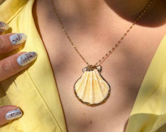 Handmade Scallop Shell Pendant Necklace | Gold-Toned Coastal Jewelry