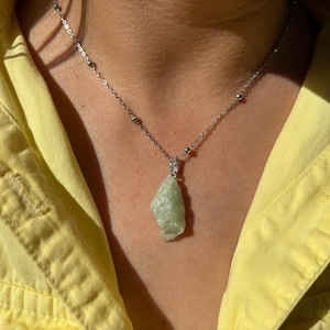Raw Green Aventurine Crystal Necklace | Handmade Luck Stone Jewelry