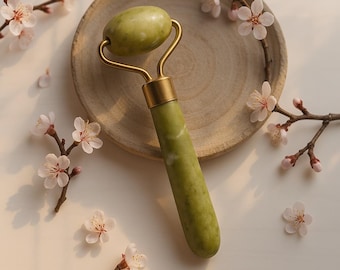 AA Grade Natural Jade Roller for Face Massage – Textured Stone Skincare Tool