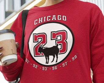Chicago Goat Jordan 23 Crewneck Sweatshirt Jersey Basketball Championships Retro Windy City Style Classic Unisex Adult Fit Long Sleeve