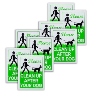 9x12 Please Clean Up After Your Dog No Pooping Dog Lawn Signs with Metal Wire H-Stake Included Made in America, Waterproof 8 Pack Bundle