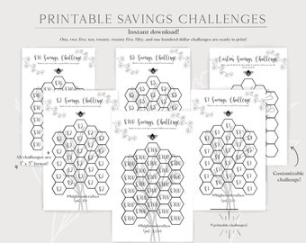 Printable Savings Challenge Sheets | Budgeting sheets | Cash Stuffing | Financial planner