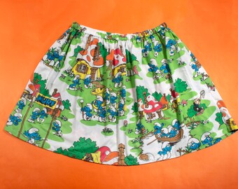 Smurf Skirt 3X 4X Plus Size Womens Upcycled Cartoon Print