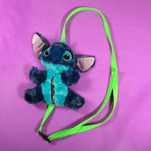 Disney Stitch Plush Fanny Pack Purse Upcycled Stuffed Animal Classic Crossbody Adjustable Extended Size Bag Disney Store Novelty Lilo and