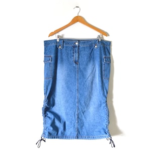 Y2K Denim Skirt Women&#39;s Size 20W Faded Glory Drawstring Midi