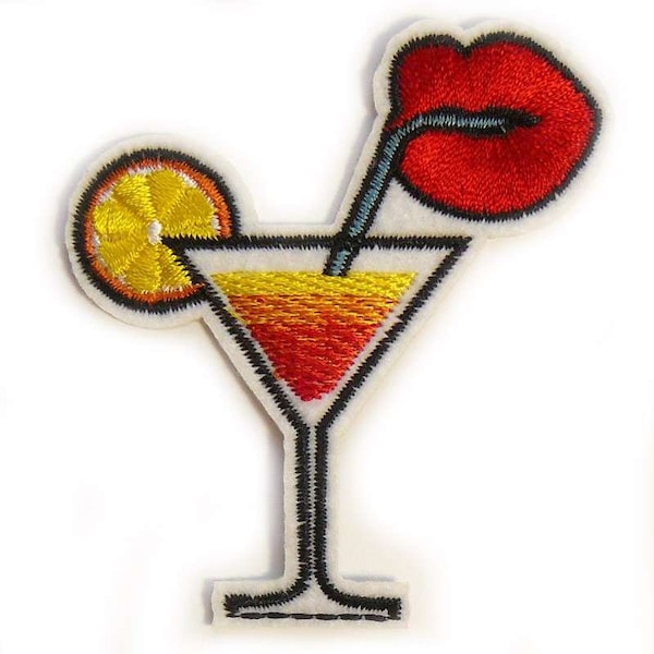 Stickmotiv "PopART" Cocktail ca. 6,5 cm x 7,5 cm