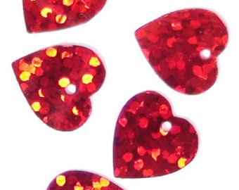 Herz Pailletten 10mm rot hologramm