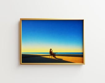 Seaside Coffee Moment Poster Set – Horizontal Vertical Square Layouts, Woman Ocean View Wall Art, Peaceful Coastal Print - Sunset View Print