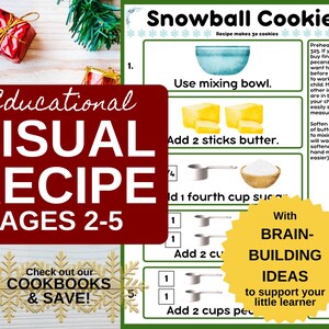 Schneeball-Kleinkind-Rezeptkarten aus dem Kinderkochbuch, Last-Minute-Weihnachtsgeschenk für Mädchen, Lernspielzeug für 2-jährige, Lernaktivität