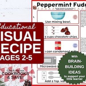 Cartão de receitas de doces de férias para crianças do livro de receitas infantis, presente de Natal de última hora, necessidades especiais visuais, atividade de intervenção precoce