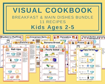 Bundle Kids Recipe Book, Preschool Cookbook Printable, Birthday Gift for Granddaughter, Montessori Homeschool Baking Activity for 2 Year Old