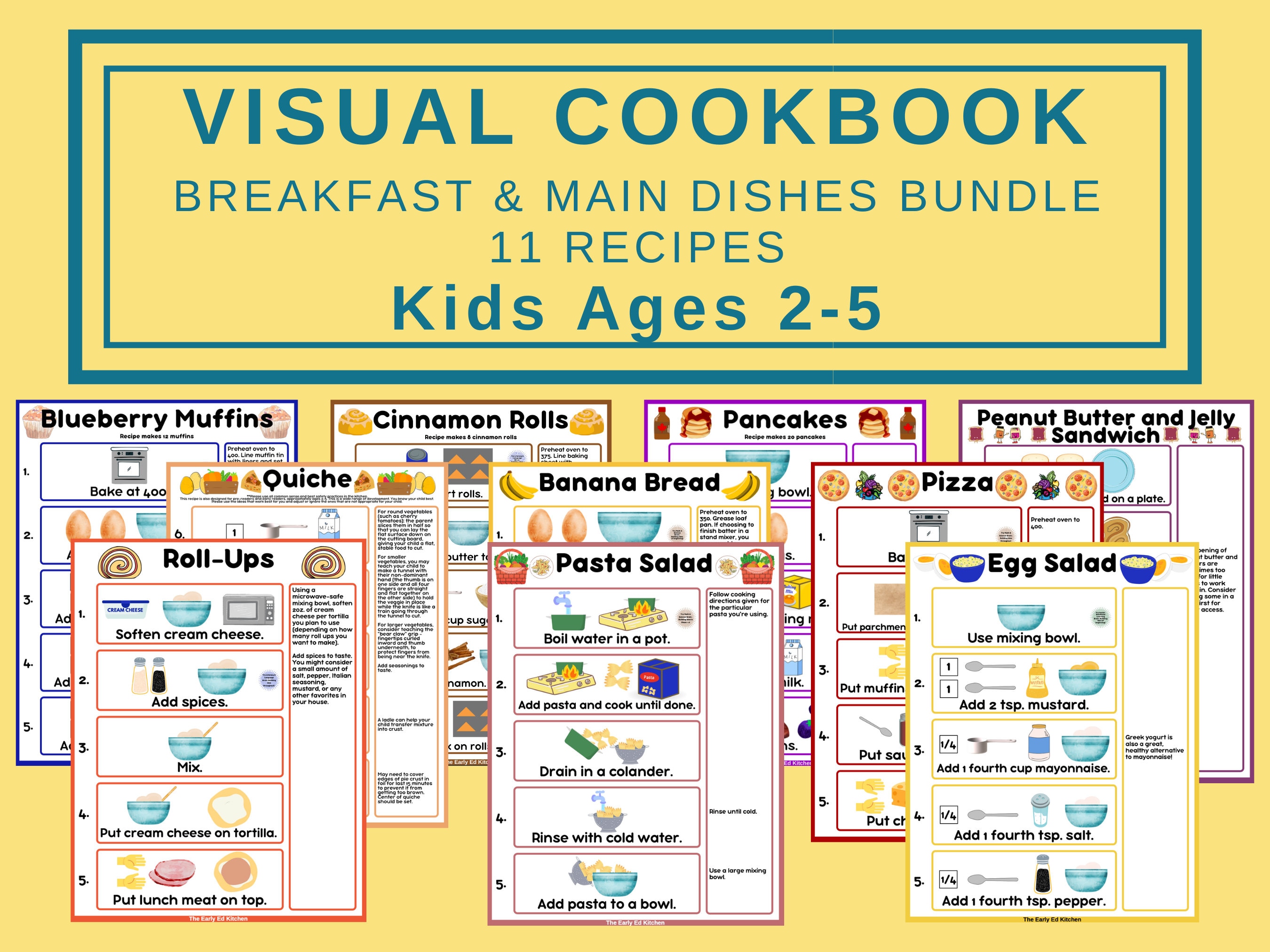 Bundle Kids Recipe Book Preschool Cookbook Printable - Etsy