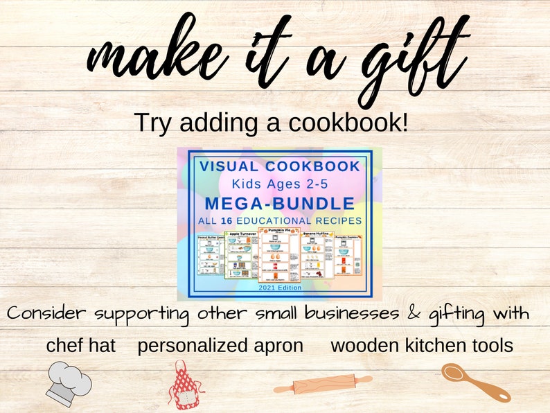 Bundle Kids Recipe Book, Preschool Cookbook Printable, Birthday Gift for Granddaughter, Montessori Homeschool Baking Activity for 2 Year Old image 6