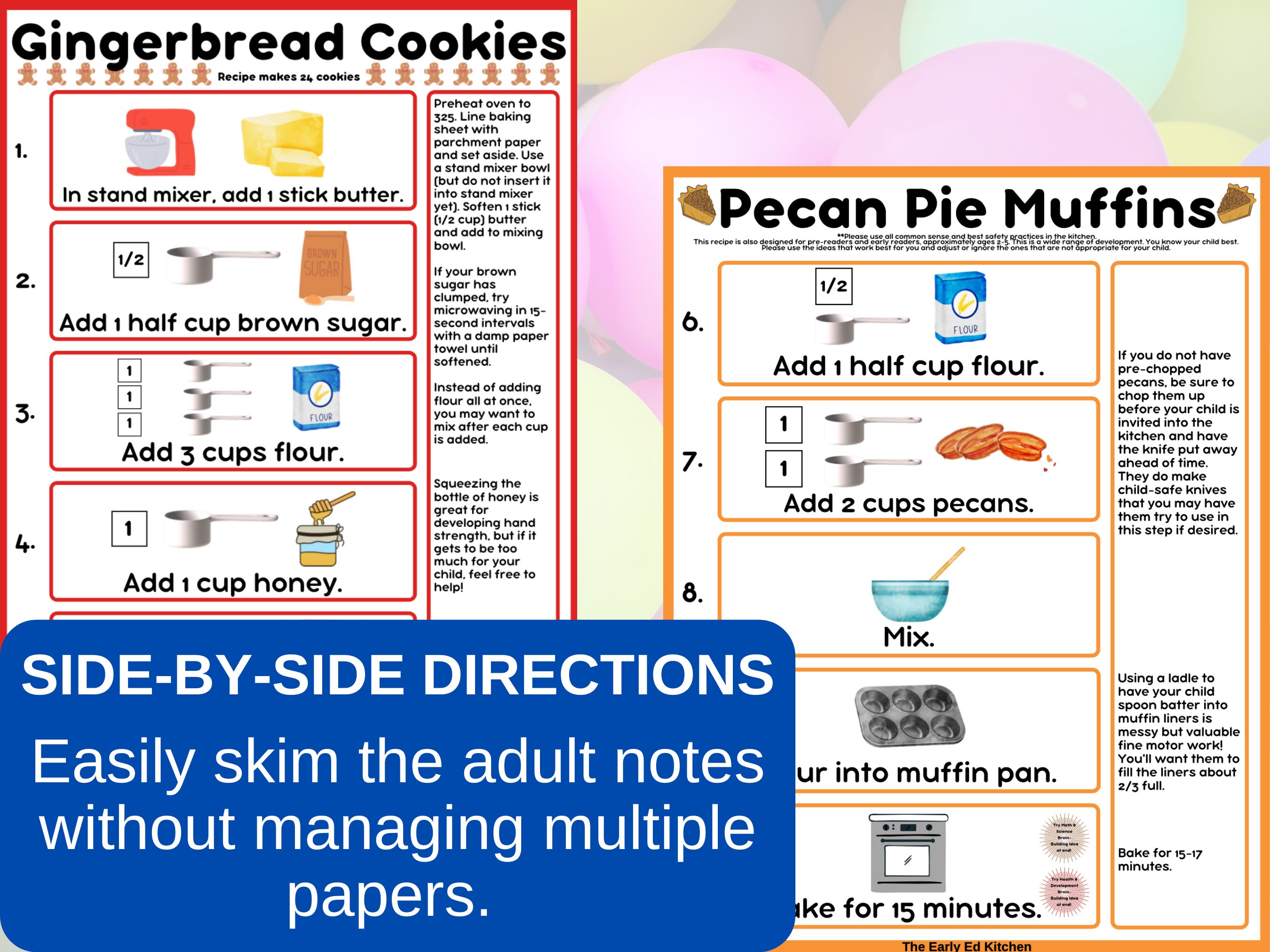 Kids' Visual Cookbook, Toddler & Preschool Recipes (printable Digital ...