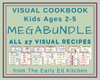 MegaBundle Kids Recipe Book, Preschool Cookbook Printable, Birthday Gift for Granddaughter, Montessori Homeschool Baking Activity for Girls