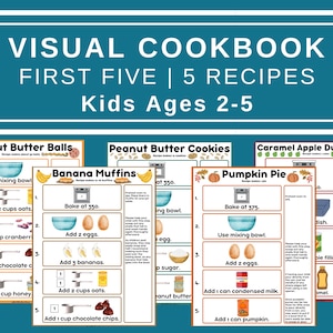 Kids Recipe Book, Preschool Cookbook Printable, Birthday Gift for Granddaughter, Montessori Homeschool Baking Activity for 2 Year Old