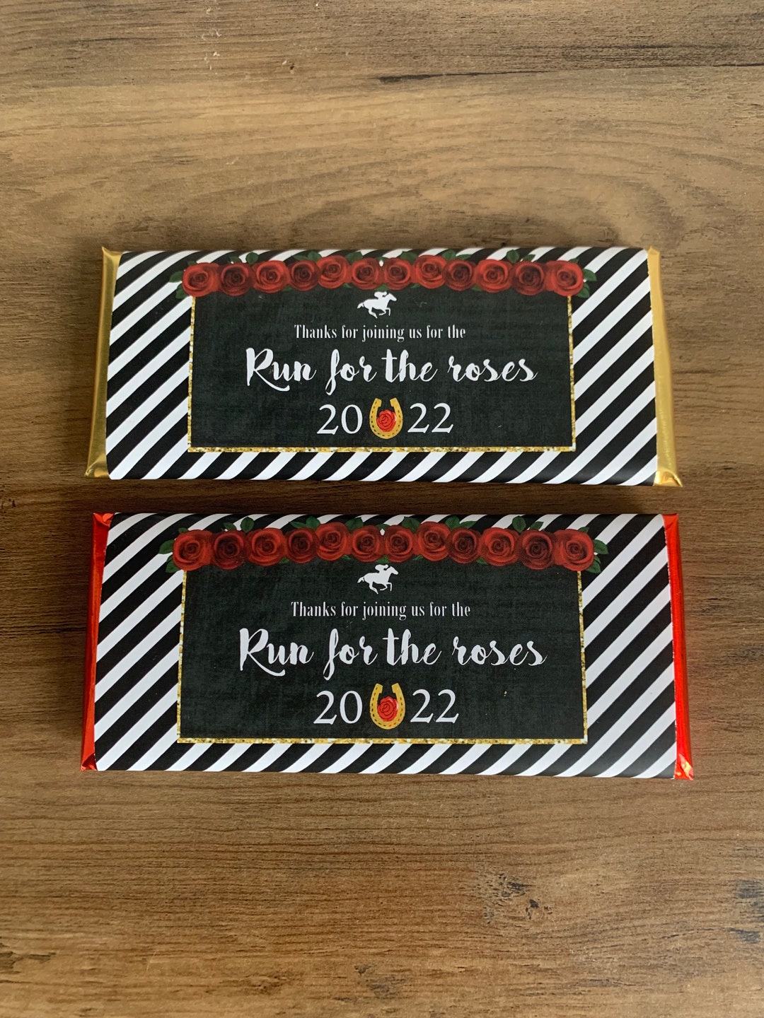 FULLY ASSEMBLED Kentucky Derby Candy Bar Wrappers, Run for the Roses