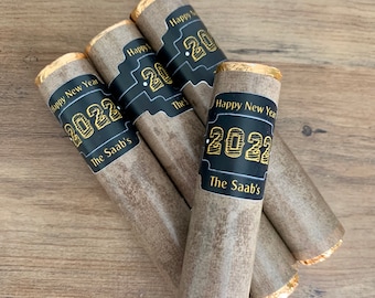 FULLY ASSEMBLED. New Years Eve Chocolate Cigars party favors, bachelor party, groomsmen, guy shower. Set of 12