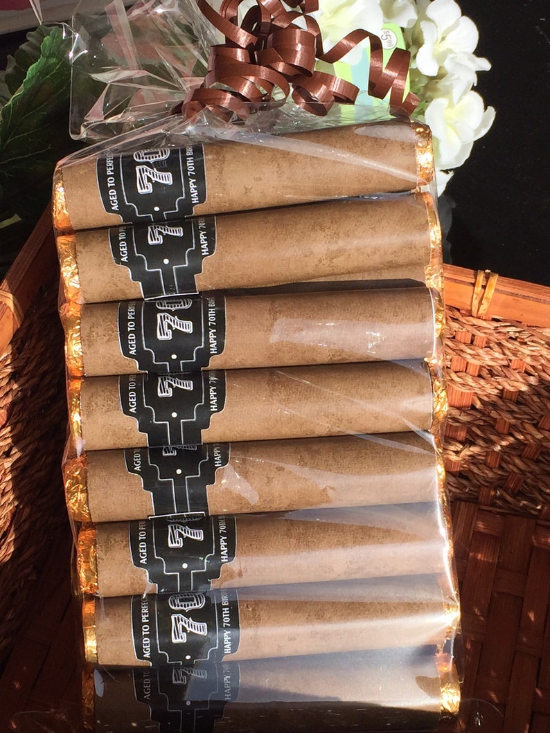 FULLY ASSEMBLED. Chocolate Cigars party favors, bachelor party, groomsmen, guy shower, business promotional gifts. Set of 12 image 8