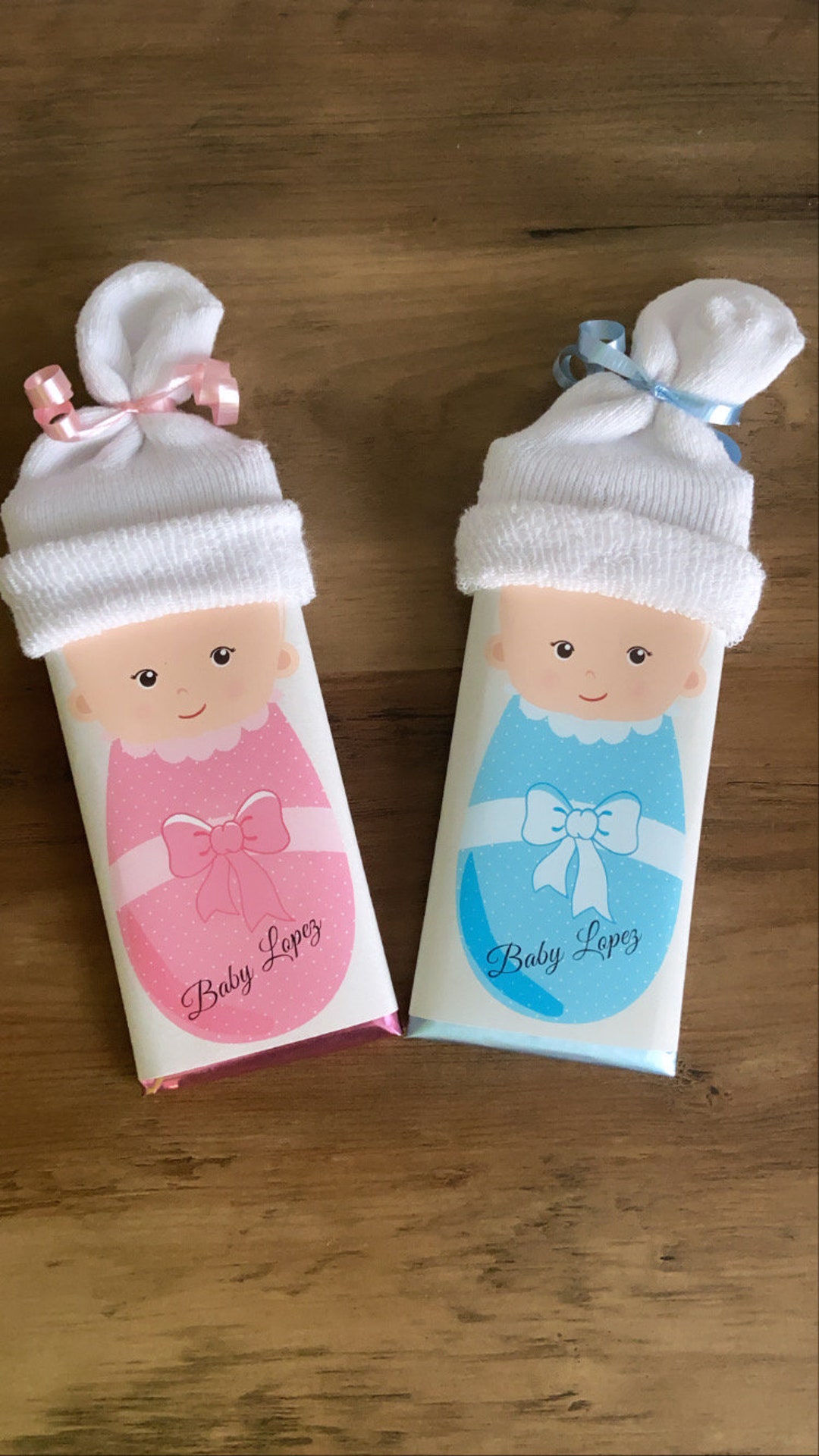 FULLY ASSEMBLED Baby Beanie Candy Bar Wrappers, Baby Shower