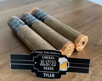 FULLY ASSEMBLED. Chocolate Cigars party favors, birthday party, groomsmen, guy shower, business promotional gifts. Set of 12