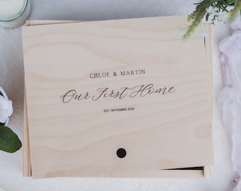 Closing Wood Gift Box, Engraved Keepsake Box, Settlement Client Gift, Housewarming Gift Box, Realtor Closing Gift For Clients, Family Gift