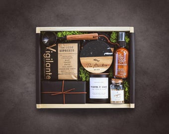 Upscale Closing Gift for Buyers – Personalized Luxury New Home Gift with Custom Engraved Wooden Box, Marble Coasters & Artisan Coffee