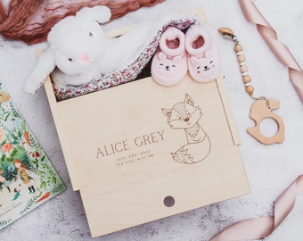 Personalized Handmade Baby Keepsake Box | Custom Engraved Pine Wood Baby Memory Box | Baby Girl Gift Box
