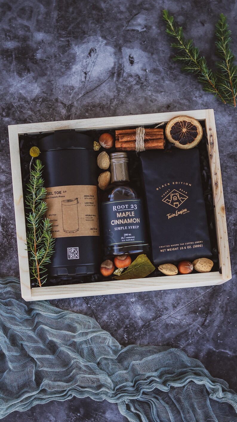 Personalized Coffee Gift Set | Coffee Lover Gift w/ French Press, Artisan Beans & Engraved Wooden Box | Corporate Gift | Client Thank You image 14