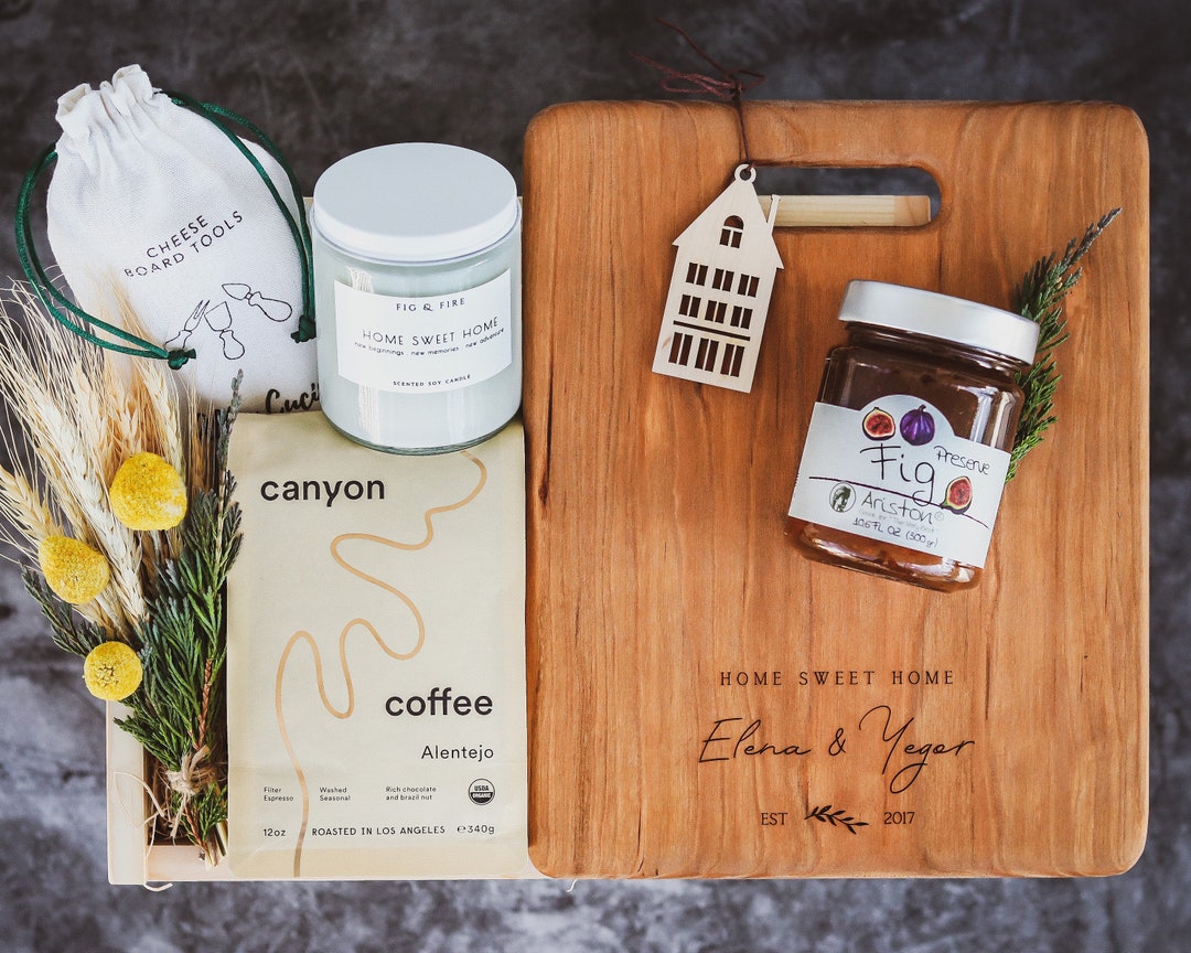 Luxury Housewarming Gift Box With Custom Engraved Cutting Board