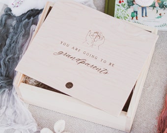 Pregnancy Announcement Box for Grandparents | Personalized Custom Engraved Pregnancy Reveal Box | Pregnancy Gift for Grandparents