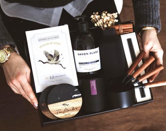 Luxury Housewarming Gift Box w/ Custom Engraved Coasters & Premium Home Essentials | Client Appreciation | Realtor Closing Gift