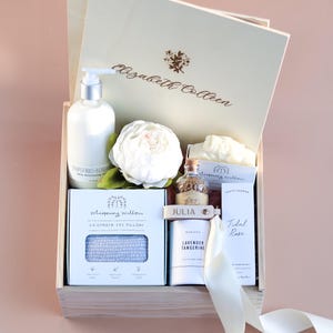 Personalized Self Care Gift Box, Luxury Spa Gift Set, Lavender Gift Box, Artisan Gift Box For Her, Relaxation Gift Box, Relax and Unwind Box