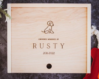 Personalized Custom Engraved Pet Memorial Box, Pet Remembrance Keepsake Box, Pet Loss Sympathy Gift, Dog Memorial Box, Keepsake Wooden Box