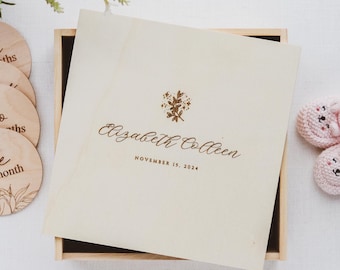 Personalized Baby Girl Keepsake Box – Custom Engraved Pine Wood Baby Memory Box - 2 sizes available
