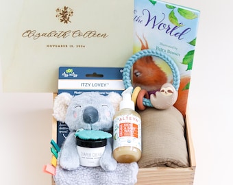 Personalized Gender Neutral Baby Gift Box, New Parents Gift, Newborn Gift, Baby Shower Gift, New Mom Gift, Handmade Newborn Gift Basket