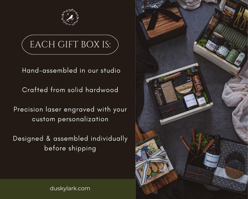 Caja de lujo personalizada para inauguración de casa: café artesanal, caja de regalo de madera grabada a medida con manta / Regalo para nuevo hogar / Regalo inmobiliario imagen 13