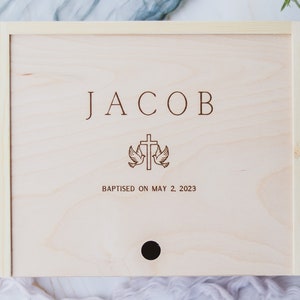 Personalized Baptism Memory Box, Custom Engraved Baptism Keepsake Box, First Communion Gift, Baptism Gift Boy, Gift For Godchild, Prayer Box