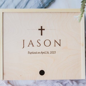 Personalized Custom Engraved Baptism Keepsake Box, First Communion Gift, Baptism Gift Boy, Godchild Gift, Baptism Memory Box, Prayer Box