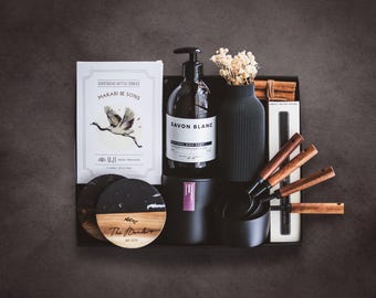 Personalized Closing Gift Box | New Homeowner Gift w/ Custom Engraved Coasters & Handmade Home Essentials | Luxury Real Estate Gift