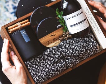 Personalized Real Estate Closing Gift | Luxury Housewarming Gift Box for New Homeowners w/ Custom Engraved Coasters & Walnut Box